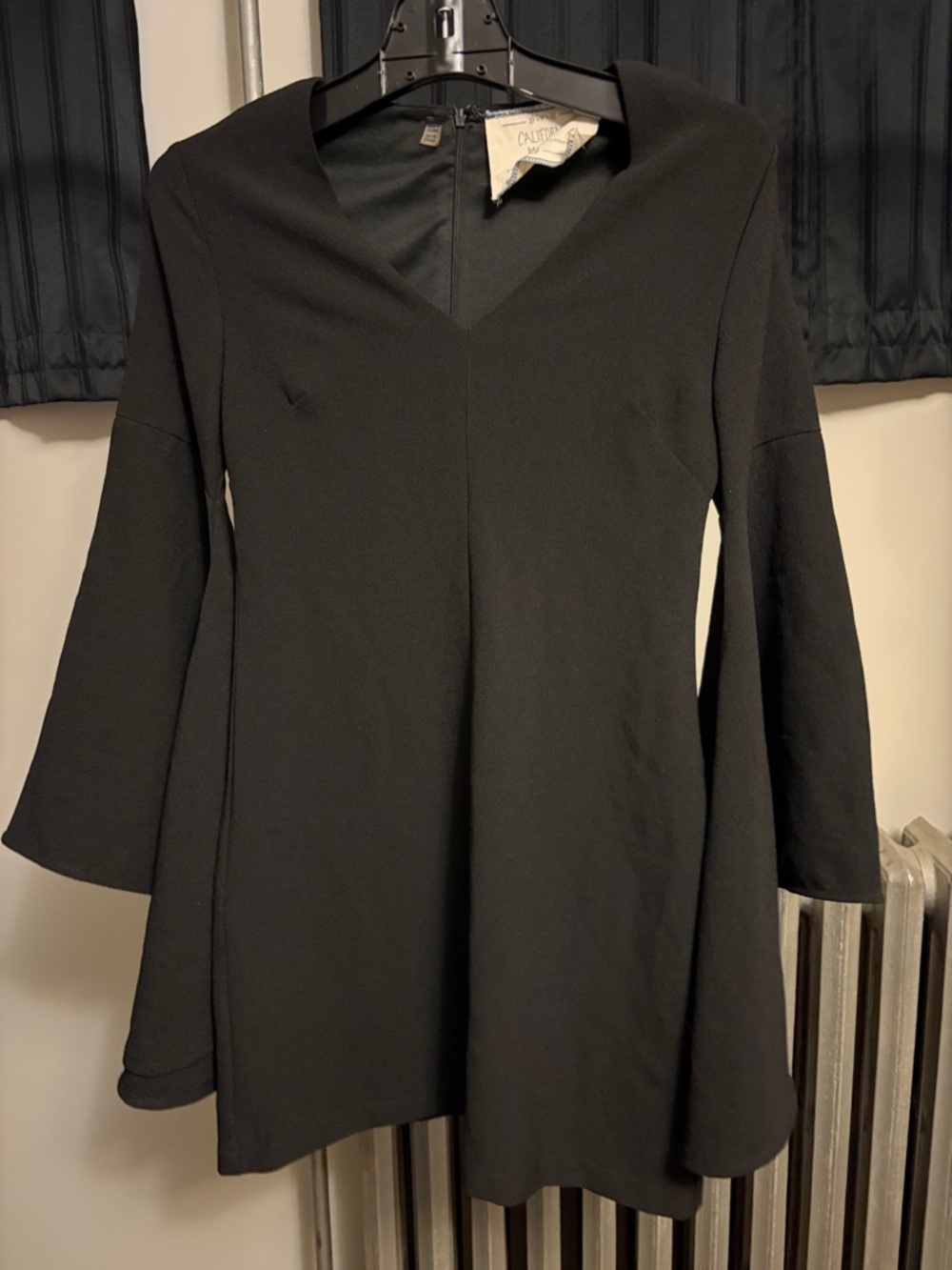 Black Long-Sleeve Witchy V-Neck Dress